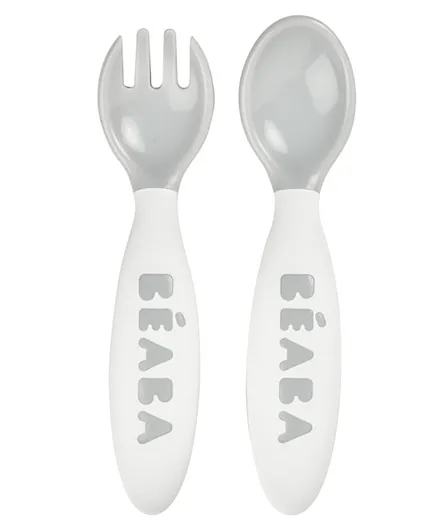Beaba Training Fork And Spoon 2nd Age Light Mist - 2 Pieces
