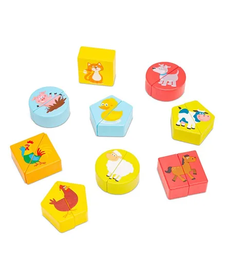 New Classic Toys Shape Block Puzzle Animals - 9 Pieces