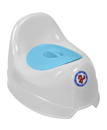 Sunbaby Potty Toilet Trainer Seat/Chair with Lid and High Back Support - White & Blue