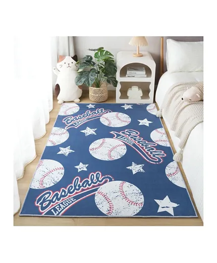 HomeBox Arcade Ben Baseball Print Flannel Rug