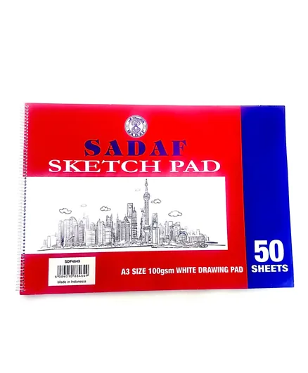 SADAF 100GSM A3 Sketch Pad White - 50 Sheets