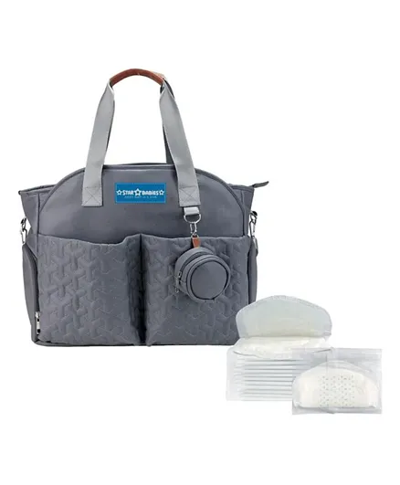 Star Babies Diaper Bag With Disposable Breast Pads - Grey