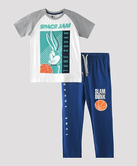 Warner Bros Space Jam T-shirt With Full Pant Set - White