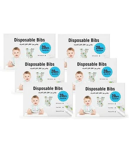 Pixie Disposable Bibs Pack of 6 - 120 Pieces