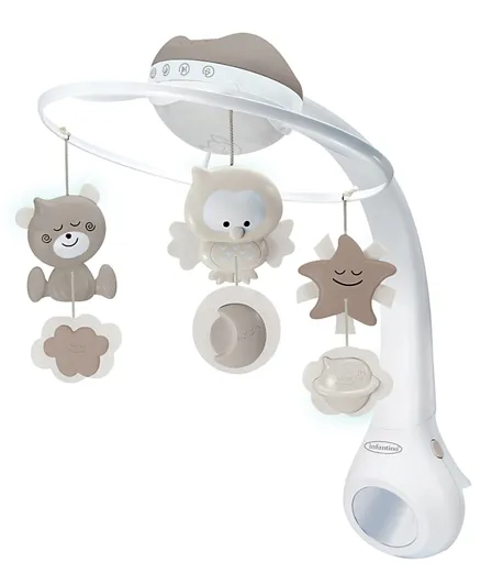 انفانتينو - جهاز لسرير الأطفال محمول 3 في 1 بتصميم موسيقي  - أبيض رمادي