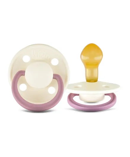 Rebael Fashion Natural Rubber Round Pacifier Size 2 Pack Of 2 - Misty Soft Mouse & Frosty Pearly Rhino