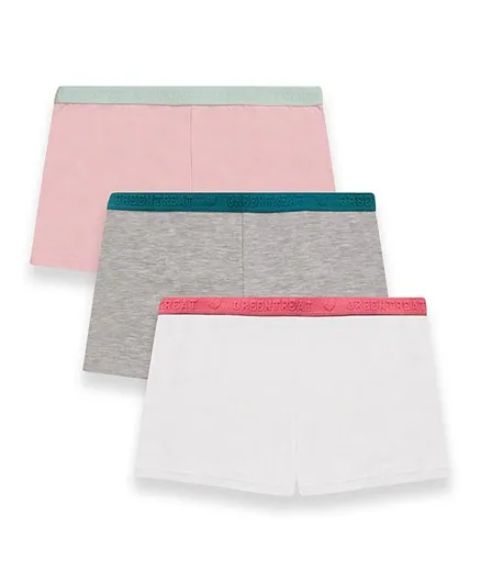 GreenTreat 3 Pack Organic Cotton Solid Shorts - Grey/Pink/White