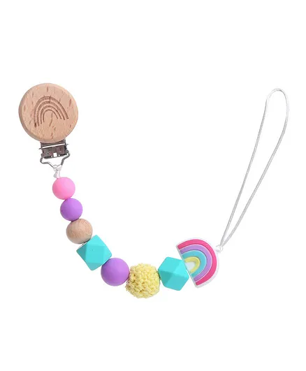 Factory Price Sandi Silicone and Wooden Pacifier Clip - Multicolor