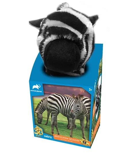 Prime 3D Animal Planet Zebra Puzzle with Plush - 48 Pieces