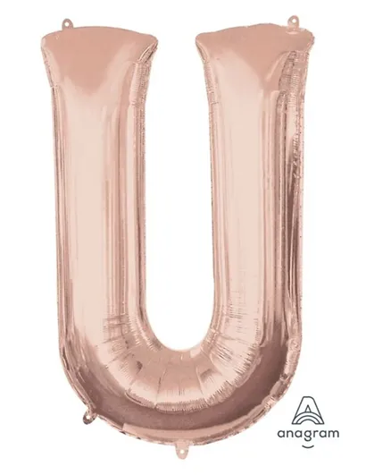 Anagram Letter U Rose Gold Foil Balloon - 40 Inches