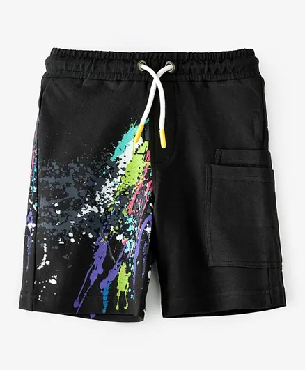 Jam Graphic Spring & Summer Breezin Comfy Cotton Knit Shorts -Black
