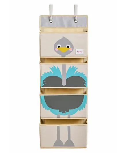 3 Sprouts Hanging Wall Organizer- Storage for Nursery and Changing Tables, Ostrich
