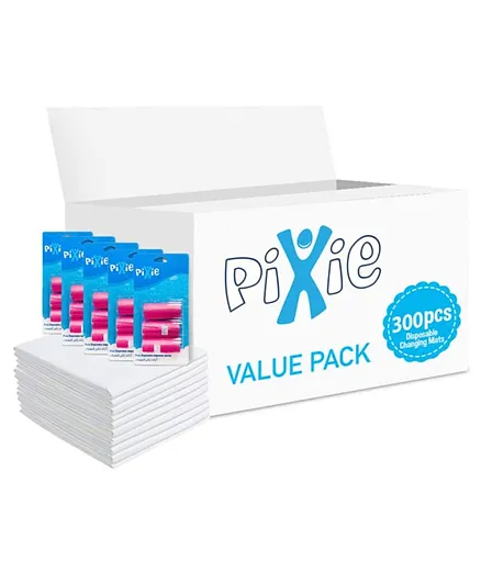 Pixie Combo of Changing Mat   Pink Dispenser Refill Rolls Nappy Bags - Value Pack of 2