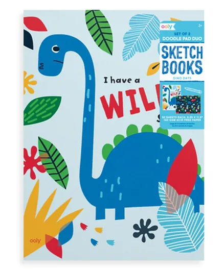 Ooly Dino Days Doodle Pad Duo Sketchbooks Set of 2 - 32 Pages