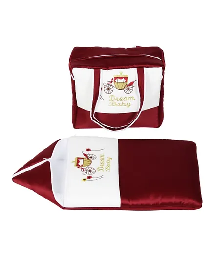 كيس نوم ليتل أنجل للأطفال مع حقيبة حفاضات - أحمر/كريمي