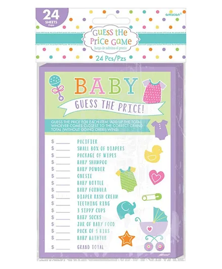 Party Centre Baby Shower Guess The Price Game - Pack of 24