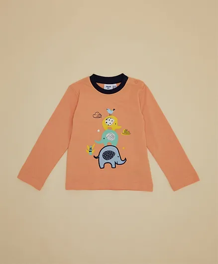 R&B Kids Elephants Graphic T-Shirt - Peach