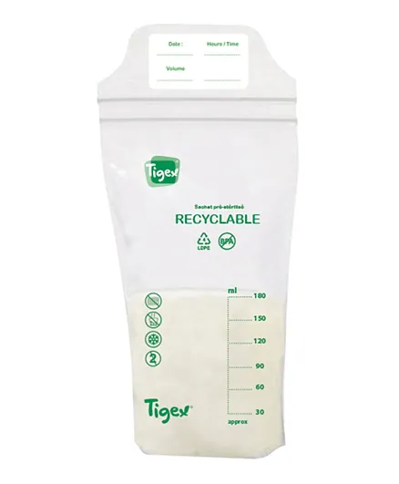 Tigex Breast Milk Bags Pack of 20 - 180mL Each