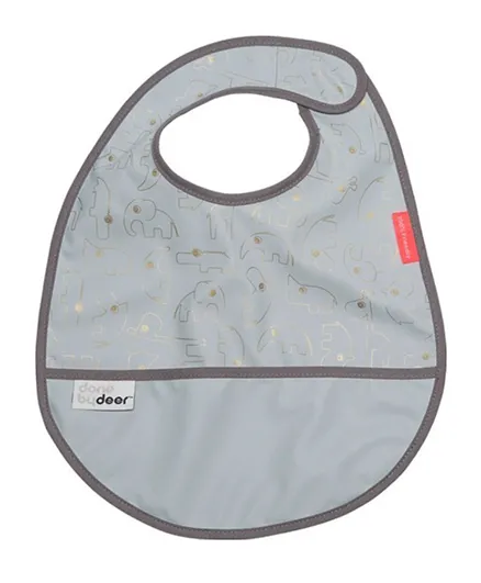 Done By Deer Bib With Velcro Contour - Gold/Grey