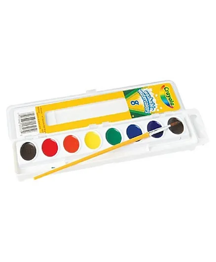 كرايولا - ألوان مائية قابلة للغسل مع فرشاة بلاستيكية متعددة الألوان  - عبوة من 9 ألوان