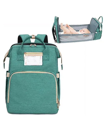 Pikkaboo 4in1 Diaper Bag with Changing Station/Crib - Teal Green
