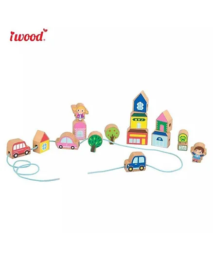 Iwood Wooden City Beads - 15 Pieces