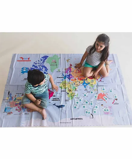 CocoMoco Kids Hop Around The World Giant World Map Game - Multi Color