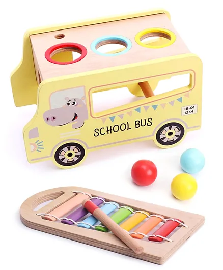 Intellibaby Wooden Xylophone Bus Level 6 - Multicolor