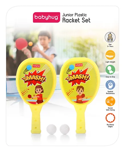 Babyhug Junior Plastic Racket Set - Yellow