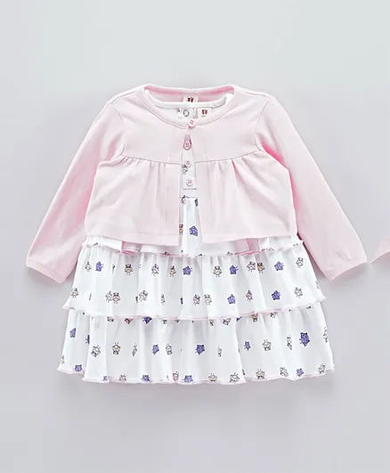 ToffyHouse Owl Frock with Jacket - White
