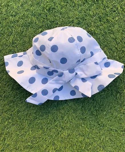 The Girl Cap Kids Cotton Hat - Blue Polka Dots