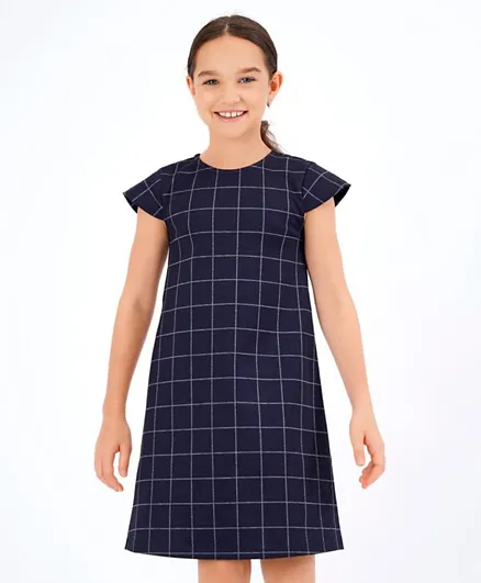 Primo Gino Checked Frock - Navy Blue
