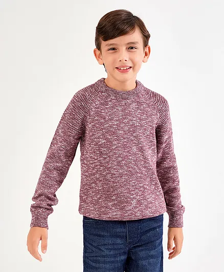 Primo Gino Full Sleeves Knit Pullover Sweater - Wine