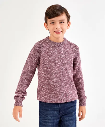 Primo Gino Full Sleeves Knit Pullover Sweater - Wine