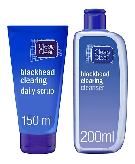 Clean & Clear Blackhead Clearing Face Cleanser & Scrub - 2 Pieces