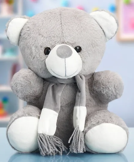 Babyhug Plush Teddy Bear with Muffler Soft Toy Grey - 40 cm