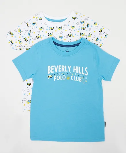 بيفرلي هيلز بولو كلوب طقم من قمصان تي شيرت بطبعة الشعار وطباعة كاملة - متعدد الألوان