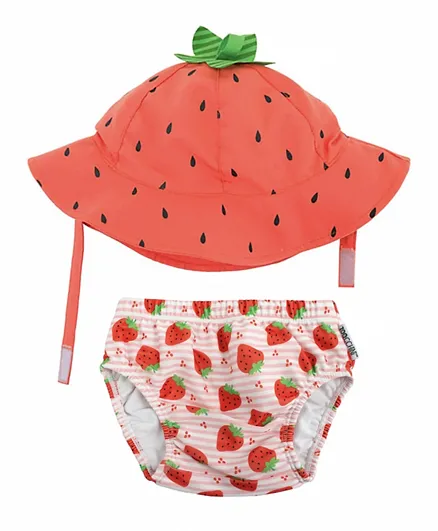 ZOOCCHINI Baby Swim Diaper & Sun Hat Set Strawberry - Small