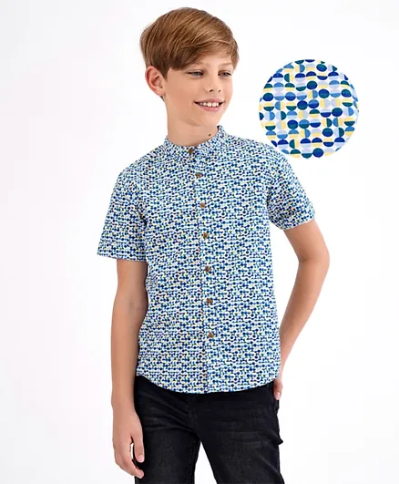 بريمو جينو قميص من القطن بنصف أكمام  - لون أزرق