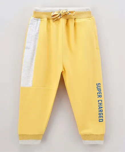 Babyhug Full Length Loungepants Text Print - Yellow