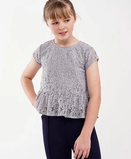 Primo GinoHalf Sleeves Top Floral - Grey