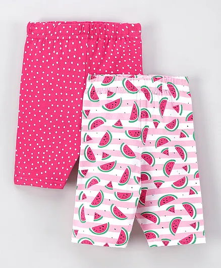 Babyhug Three Fourth Length Lycra Leggings Pack of 2 - Pink