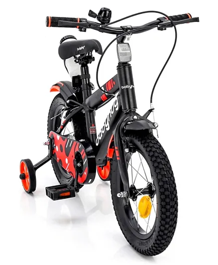 Babyhug Rapid Bicycle With Training Wheels and Bell Red and Black - 14 Inches