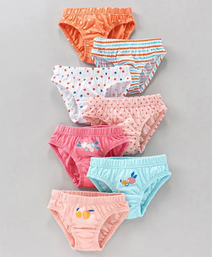Babyhug 100% Cotton Panties Floral Print Pack of 7 - Multicolour