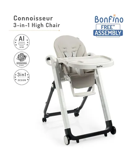 Bonfino Connoisseur High Chair with Compact Fold Function - Light Grey