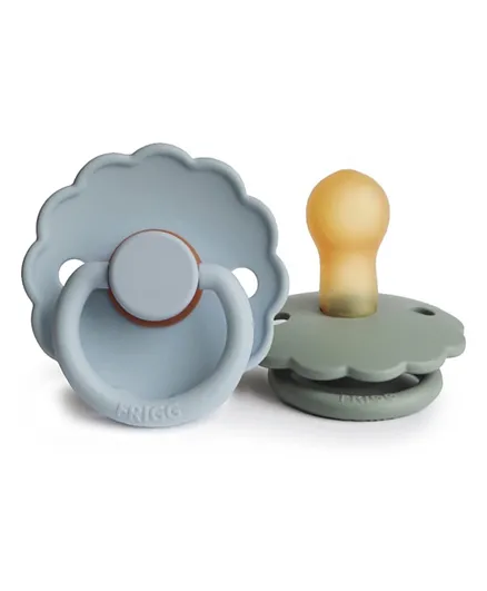 FRIGG Daisy Latex Baby Pacifier 2-Pack Powder Blue/ Lily Pad - Size 1