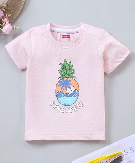 Babyhug Half Sleeves Fineapple Print T Shirt - Pink