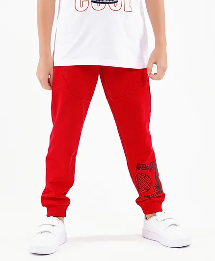 Primo Gino Cotton Full Length Trackpant HD Graphic Print - Red