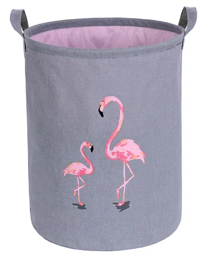 Cloth Laundry Basket With Drawstrings - Flamingo