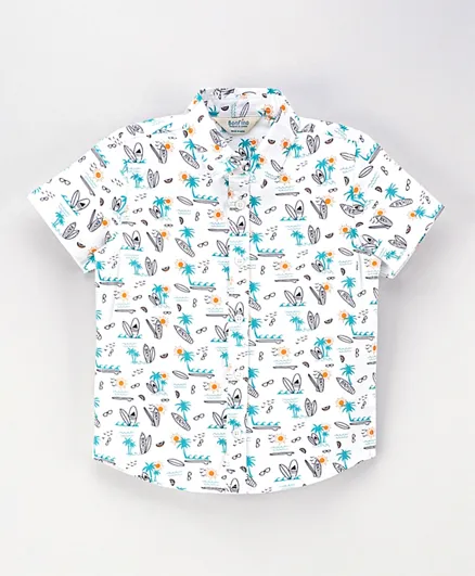 بونفينو قميص بطبعة استوائية - أوف وايت